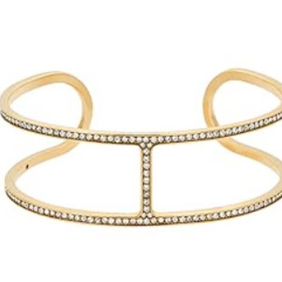 Michael Kors Pave H Gold Cuff Bracelet w/Pouch - Picture 1 of 5